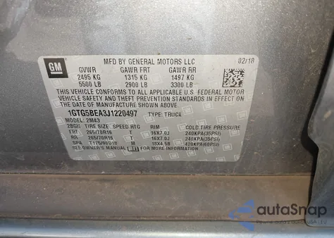 2018 GMC Canyon из США, поврежденный, VIN 1GTG5BEA3J1220497